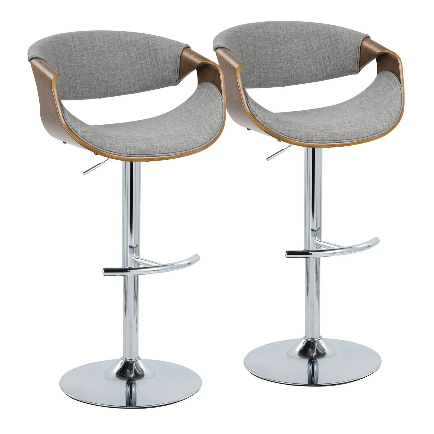Curvo - Mid Century Modern Adjustable Barstool With Swivel With Rounded T Footrest (Set of 2) by HouseOfZazla