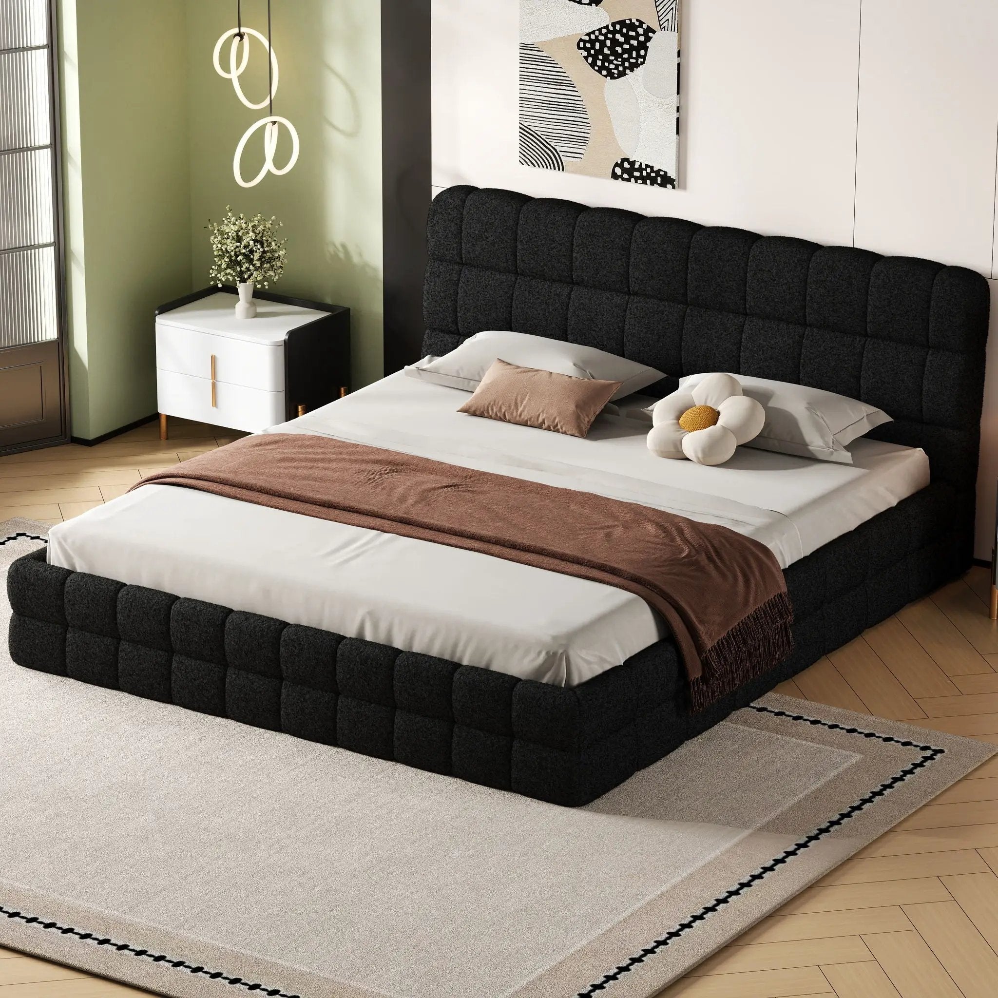 Upholstered Platform Bed With Headboard by Unique Piece Furniture