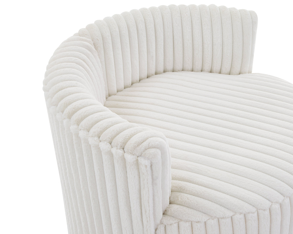 Malna Plush Wide Wale Corduroy Upholstered Barrel Accent Chair with Wheels by HouseOfZazla