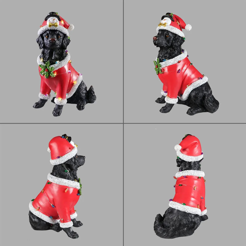 Christmas Dog Statue - Holiday Dog Figurine by HouseOfZazla