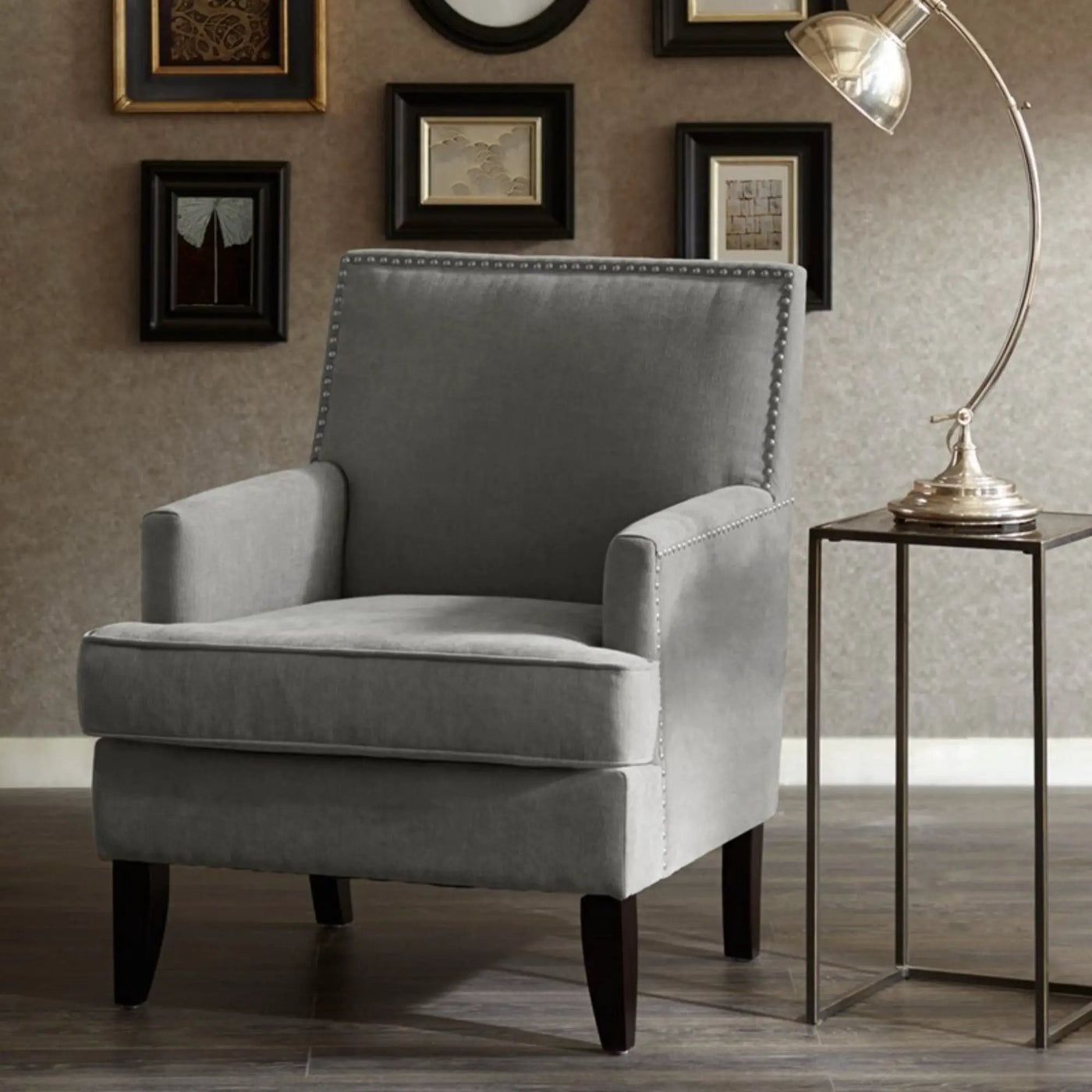Colton - Track Arm Club Chair With Nailhead Trim by HouseOfZazla