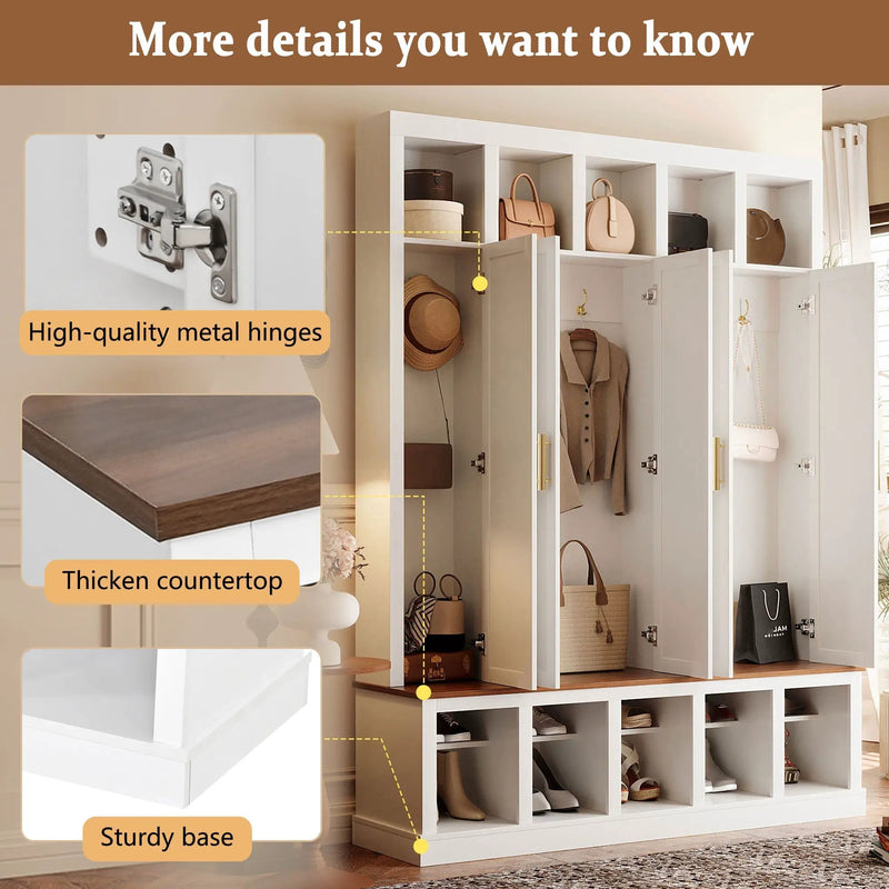 U-Can Farmhouse Entryway Storage Cabinet with Shoe Rack & Display Cubbies by HouseOfZazla