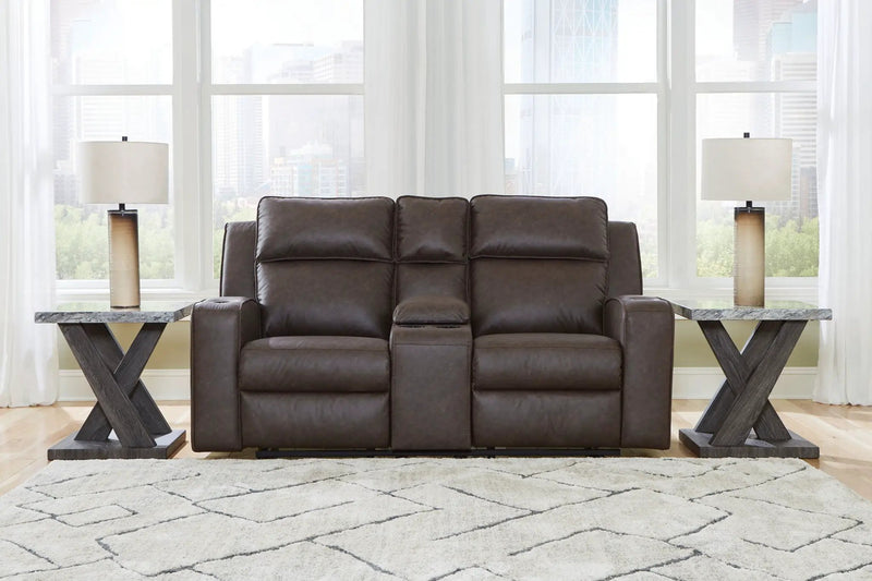 Lavenhorne - Dbl Rec Loveseat W/Console - Granite by Unique Piece Furniture