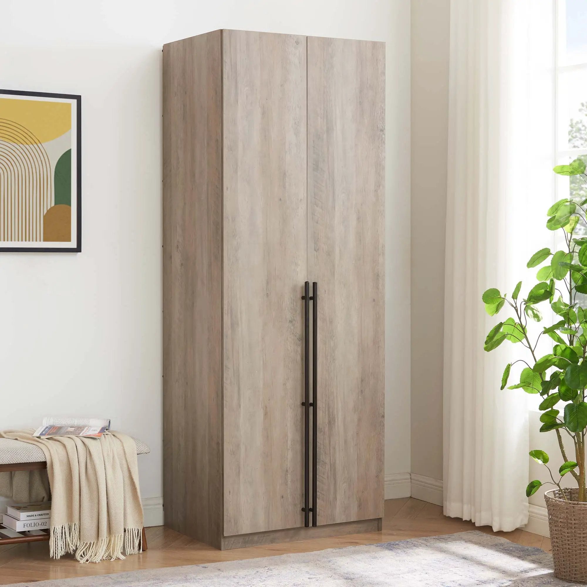 Lee - Free Standing Wardrobe Closet With Adjustable Shoe Shelves by HouseOfZazla