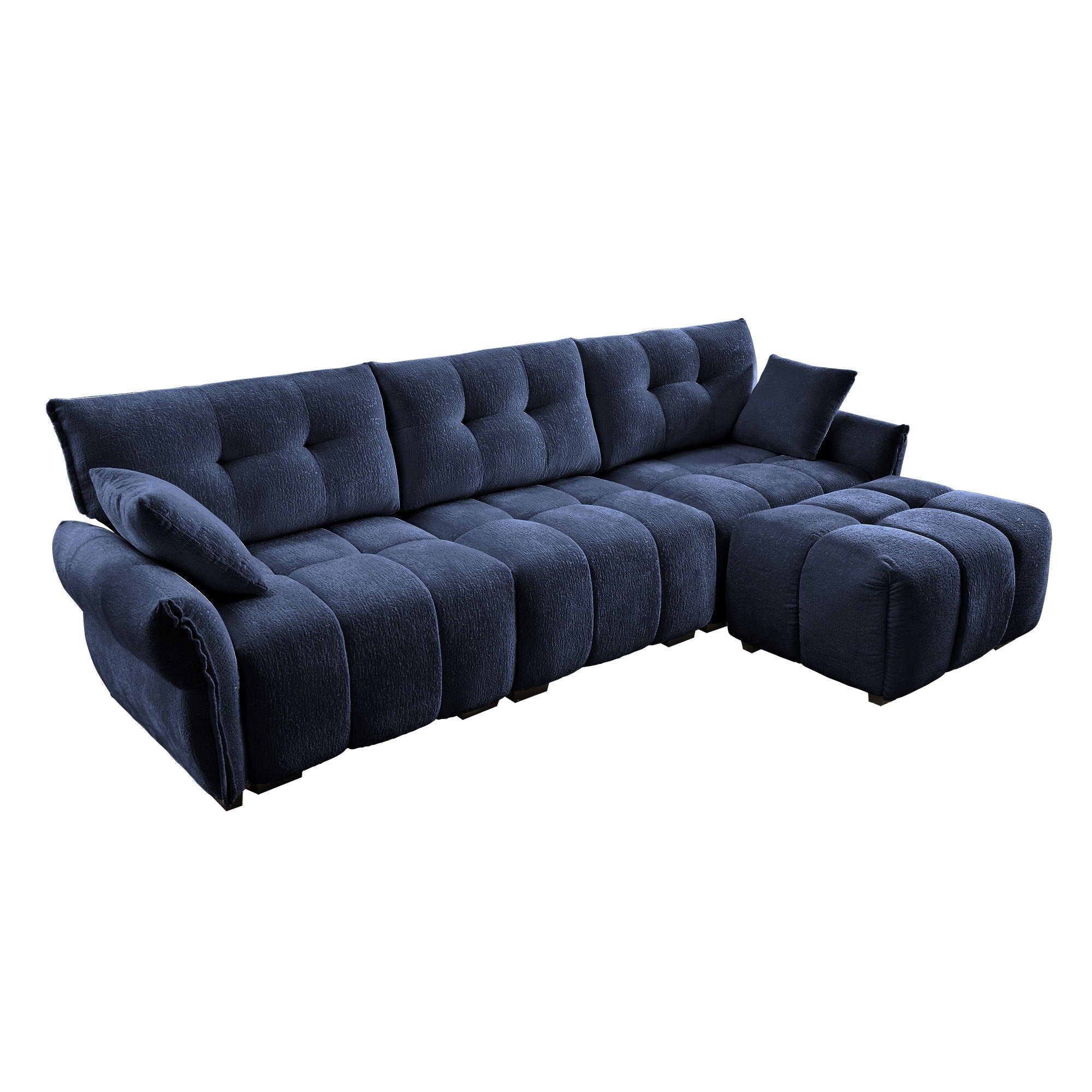 Sofa Set With Ottoman And Pillows, Textured, High Resilience Cushions by HouseOfZazla