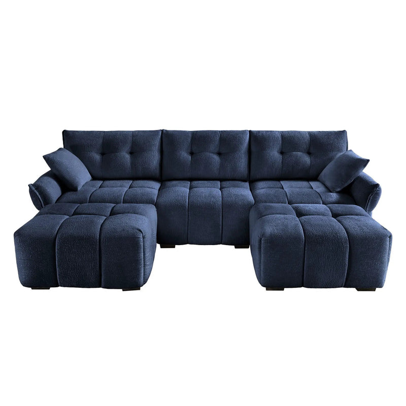 Sofa Set With Ottoman And Pillows, Textured, High Resilience Cushions by Unique Piece Furniture
