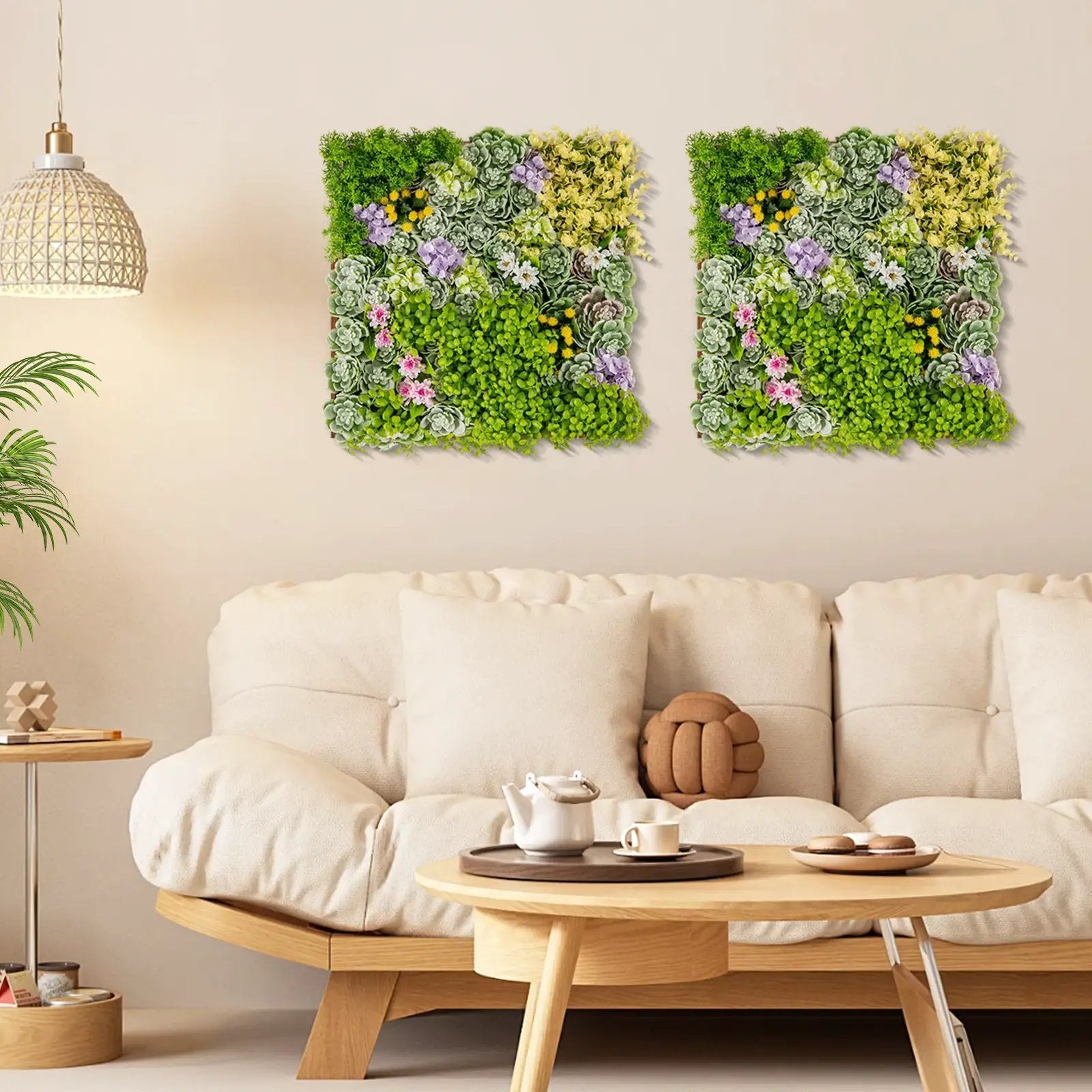 20" x 20" 3D Hanging Succulents with 10 Types of Mixed Faux Plants for Balcony Home by DirectDeals