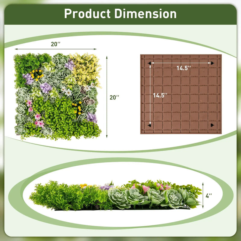 20" x 20" 3D Hanging Succulents with 10 Types of Mixed Faux Plants for Balcony Home by DirectDeals