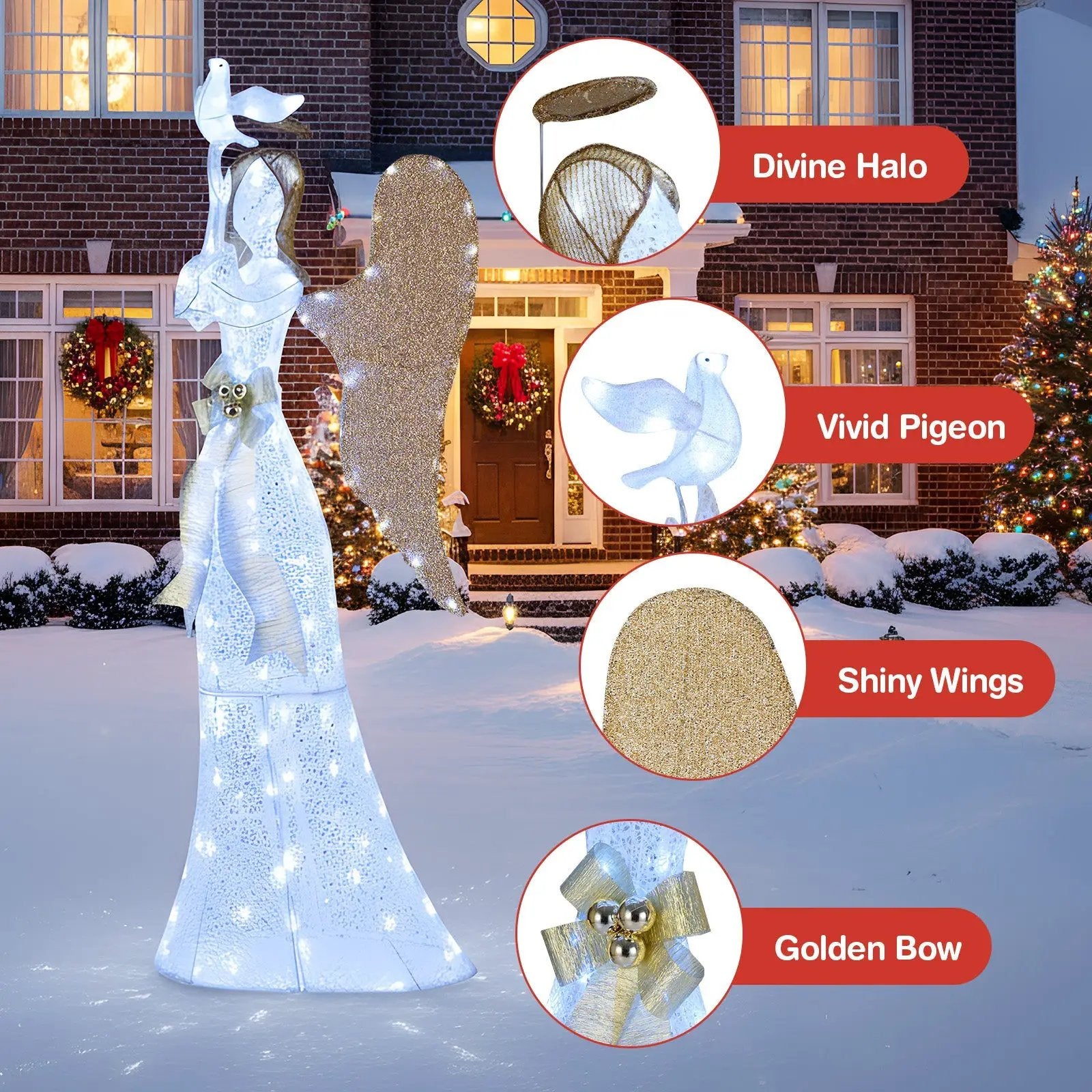 3D Lighted Angel Christmas Decoration 5.5 FT Halo Angel by DirectDeals