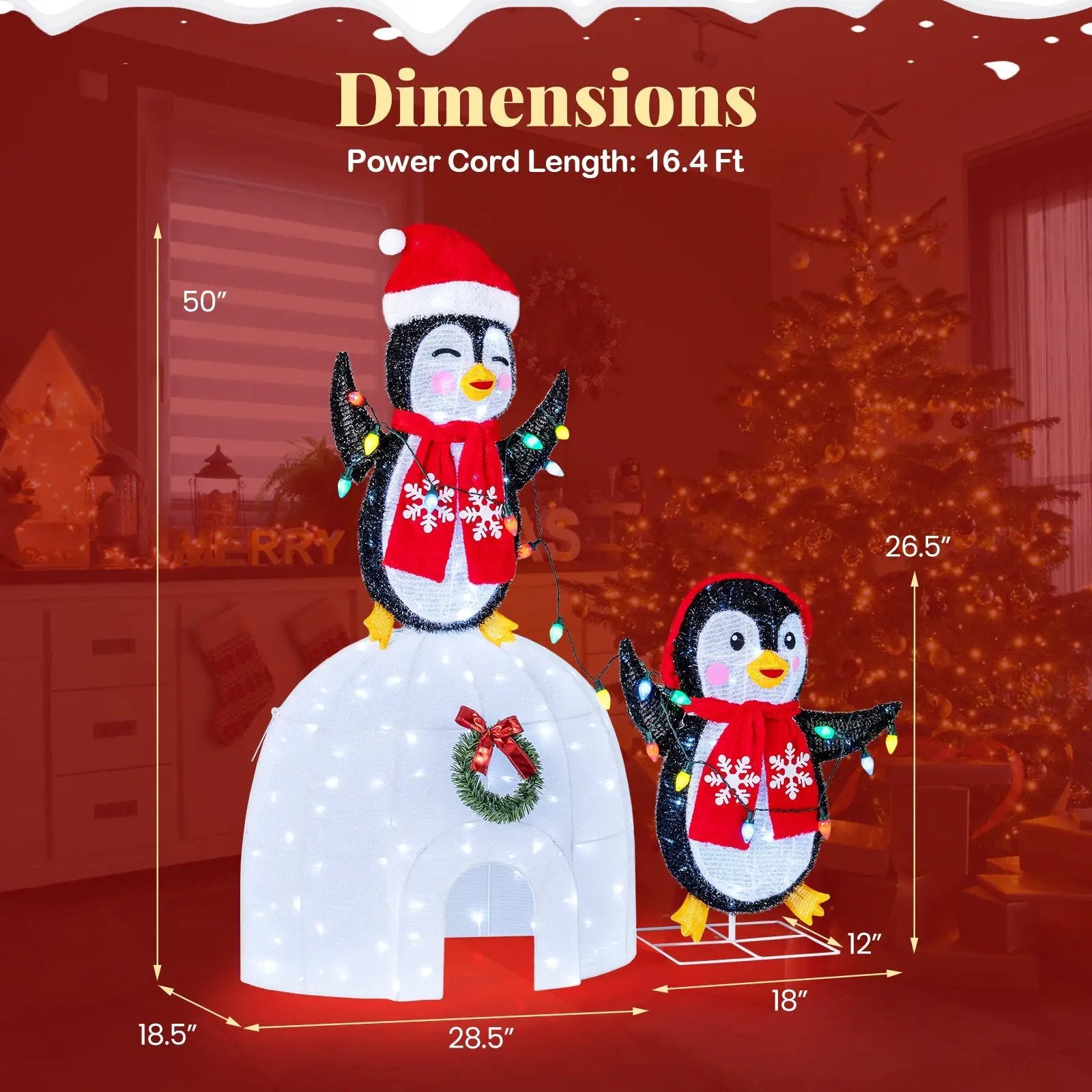 3D Pre-Lit Indoor Outdoor Xmas Holiday with 170 Cold-White LED Lights for Home by DirectDeals