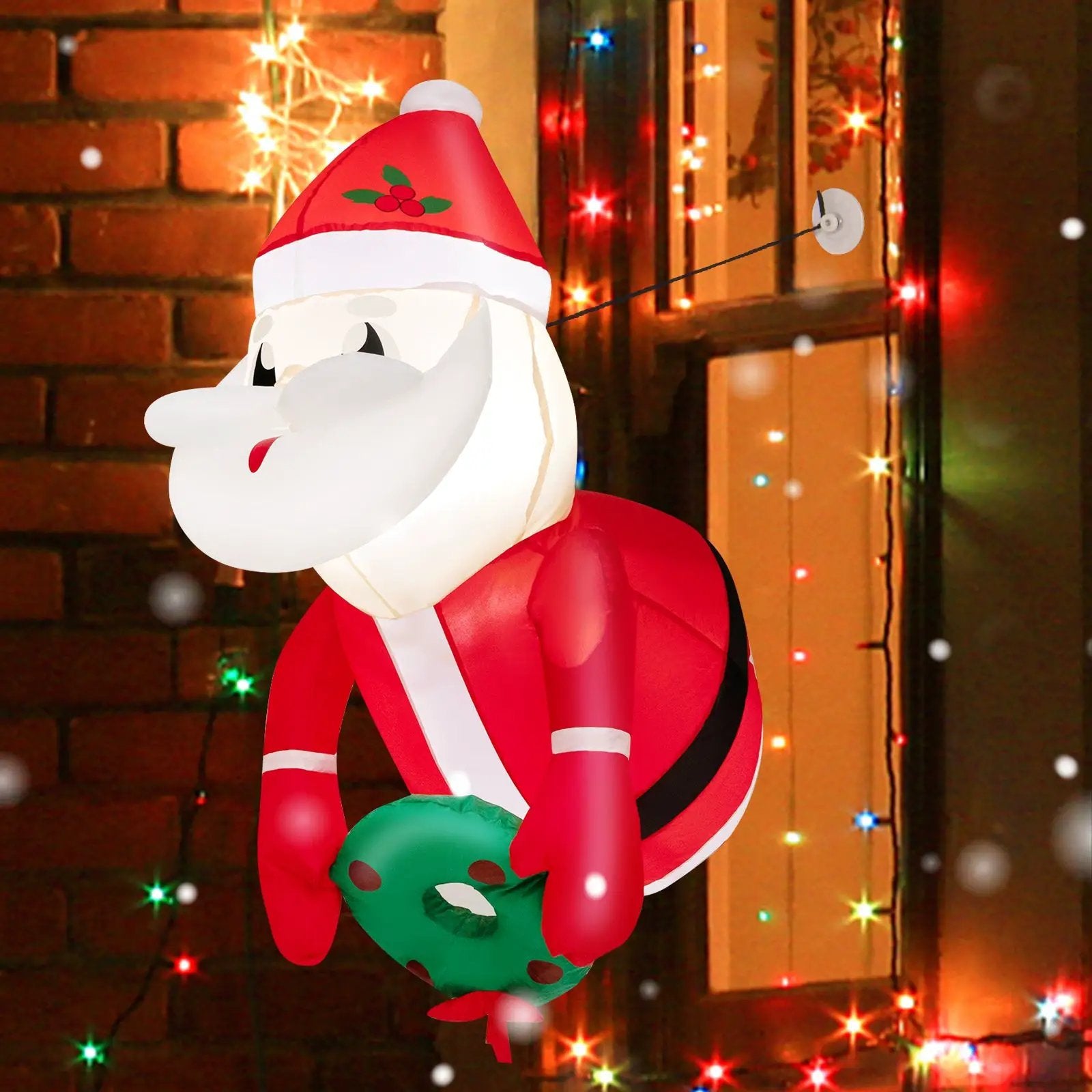 3.3 Feet Lighted Inflatable Santa Claus Broke Out from Window by DirectDeals
