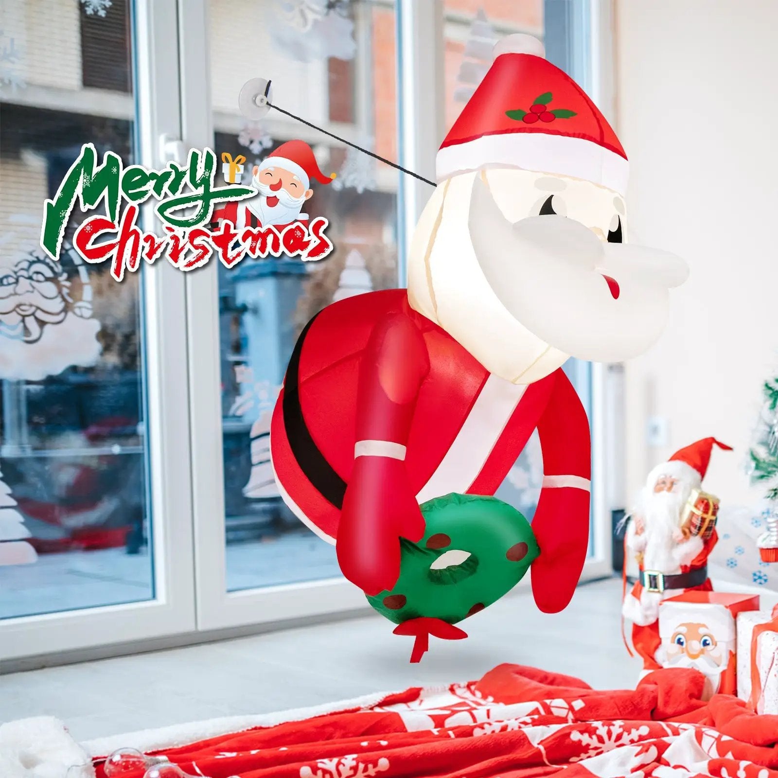 3.3 Feet Lighted Inflatable Santa Claus Broke Out from Window by DirectDeals