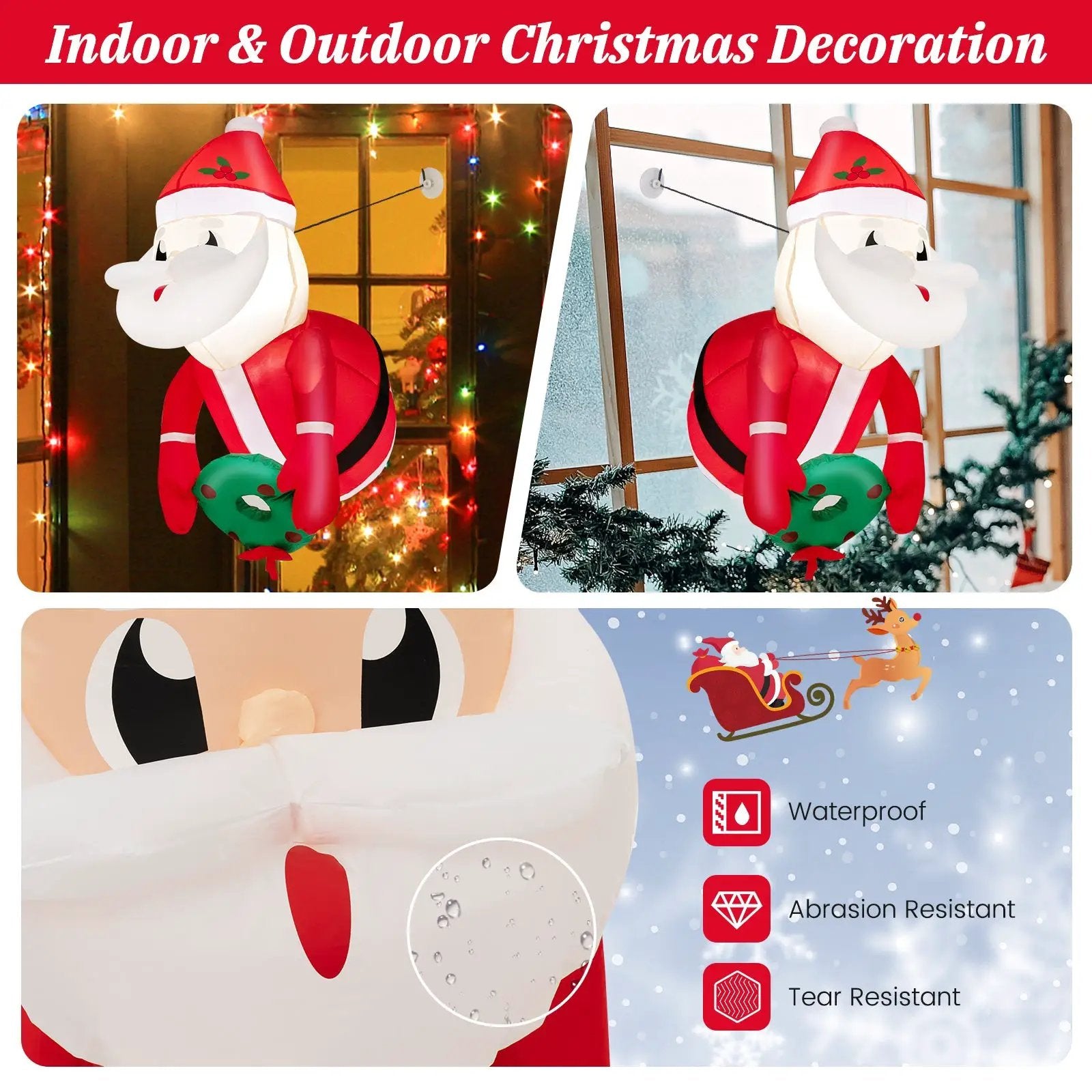 3.3 Feet Lighted Inflatable Santa Claus Broke Out from Window by DirectDeals
