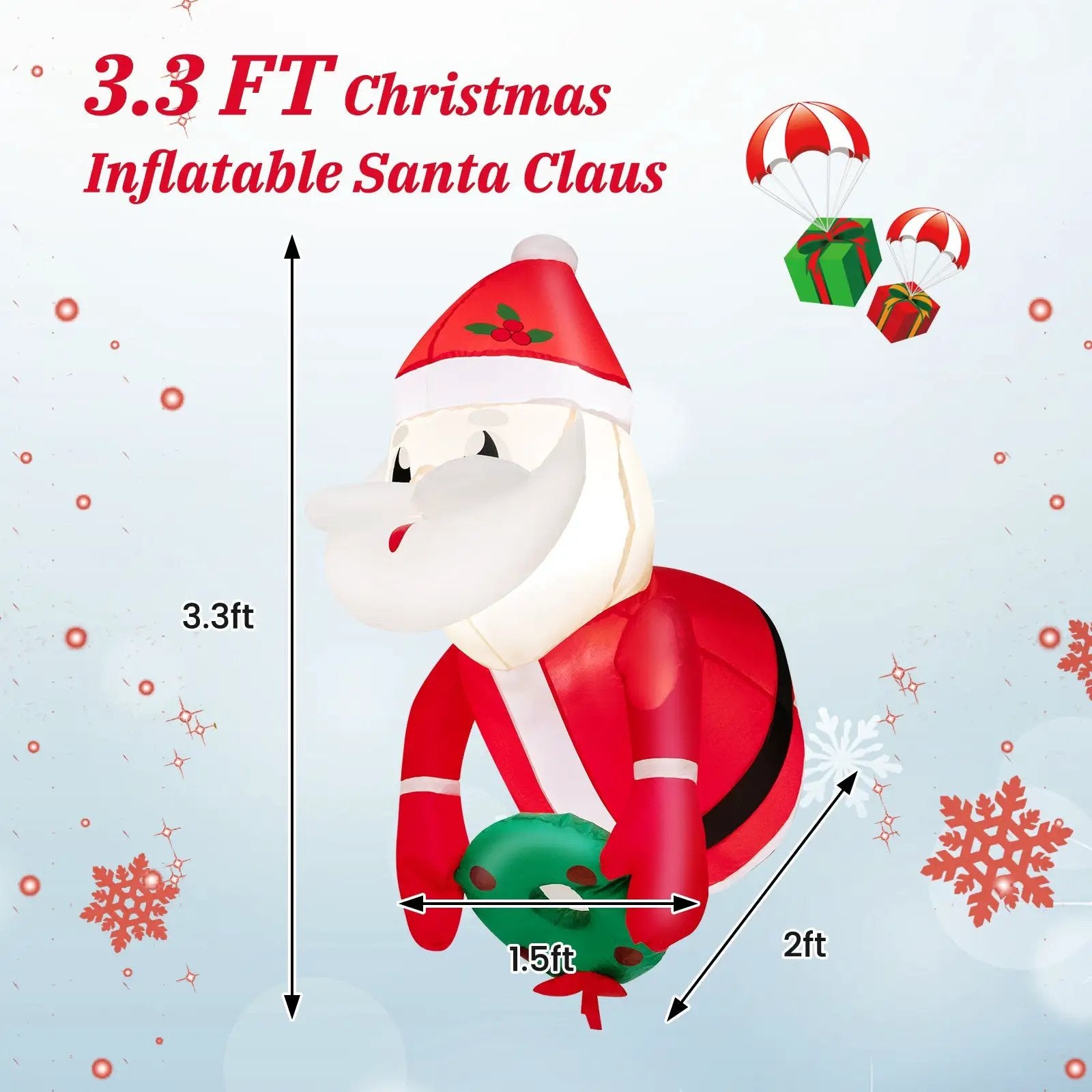 3.3 Feet Lighted Inflatable Santa Claus Broke Out from Window by DirectDeals