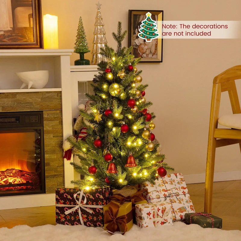 3 Feet Mini Pre-Lit Artificial Christmas Tree Tabletop Xmas Tree with Burlap Base by DirectDeals