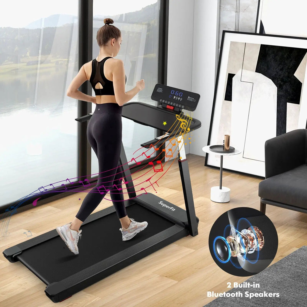 3HP Folding Treadmill with Adjustable Height and APP Control by DirectDeals