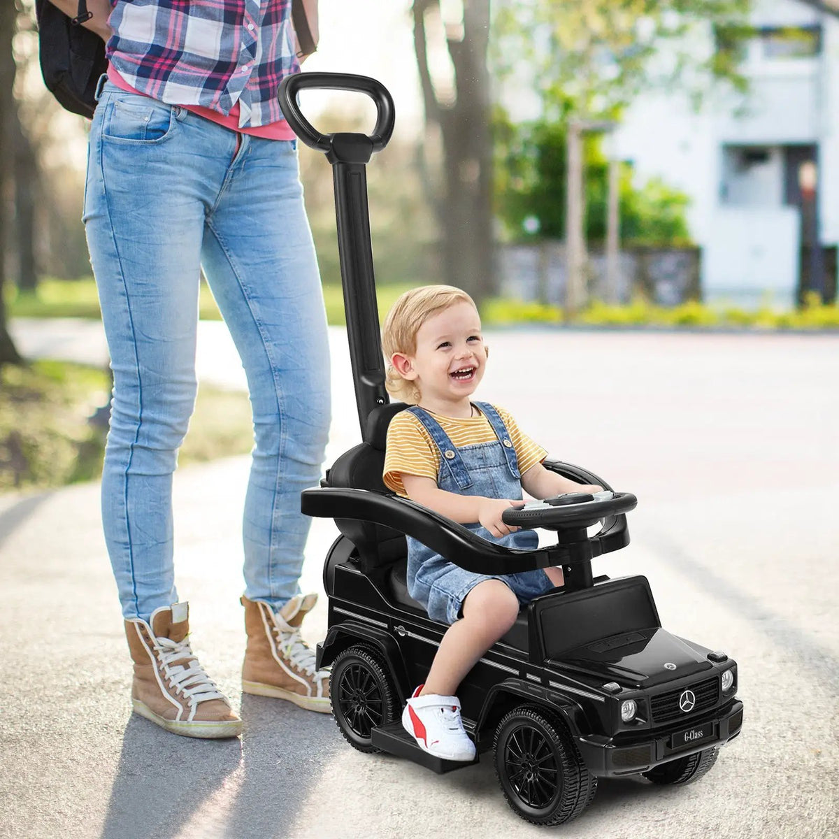 3-In-1 Ride on Push Car Mercedes Benz G350 Stroller Sliding Car with Canopy by DirectDeals