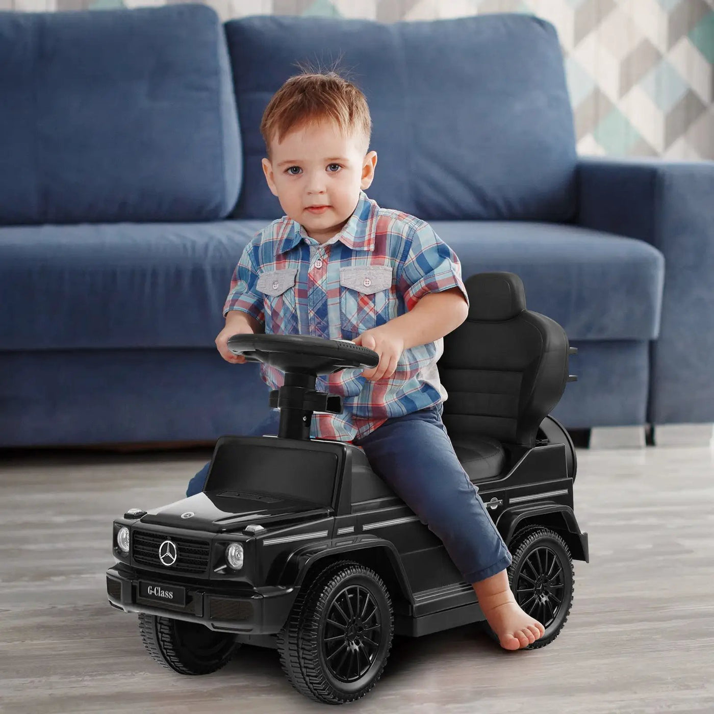 3-In-1 Ride on Push Car Mercedes Benz G350 Stroller Sliding Car with Canopy by DirectDeals