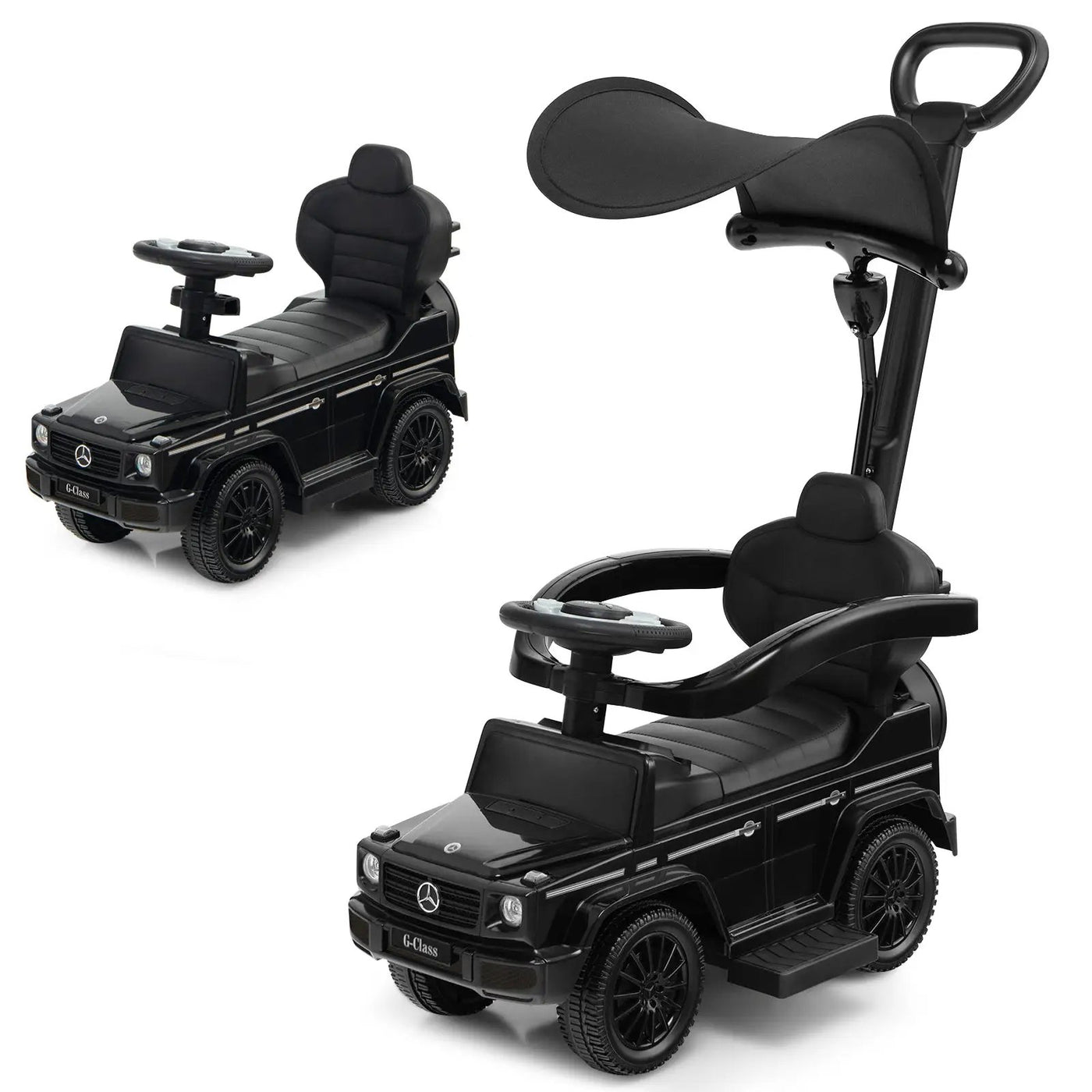 3-In-1 Ride on Push Car Mercedes Benz G350 Stroller Sliding Car with Canopy by DirectDeals