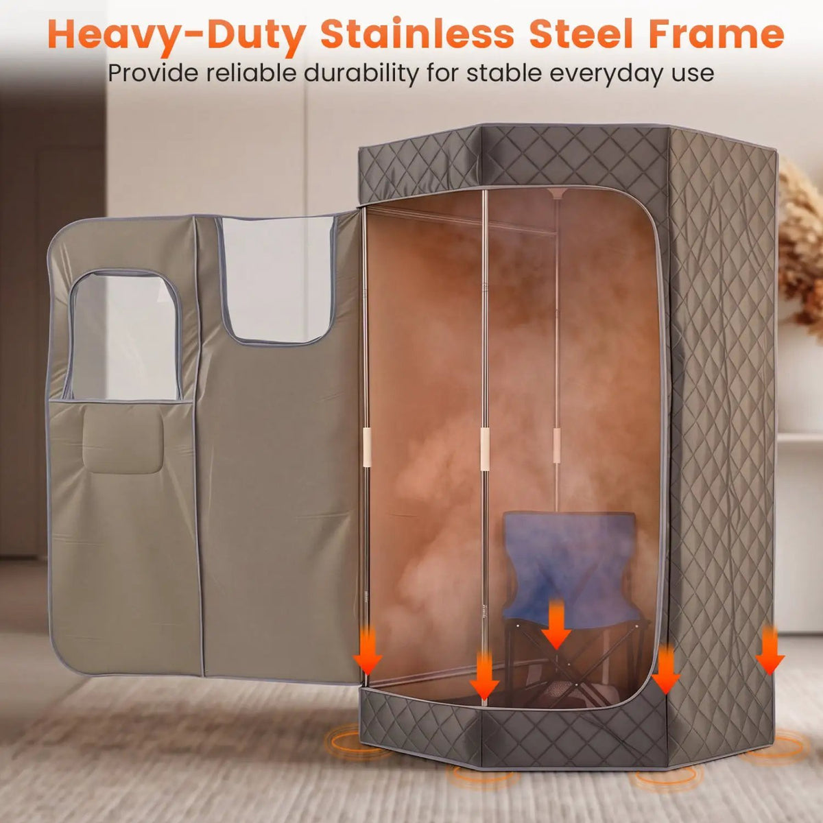 3L Portable Steam Sauna for Home Fast-Heat with 9-Level Remote Control and Folding Chair by DirectDeals