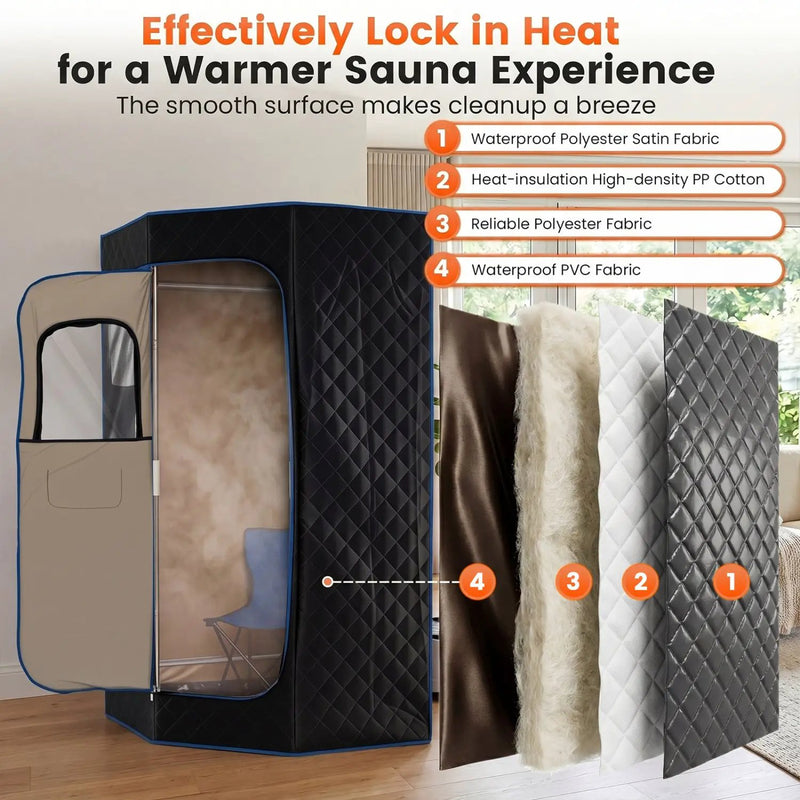 3L Portable Steam Sauna for Home Fast-Heat with 9-Level Remote Control and Folding Chair by DirectDeals