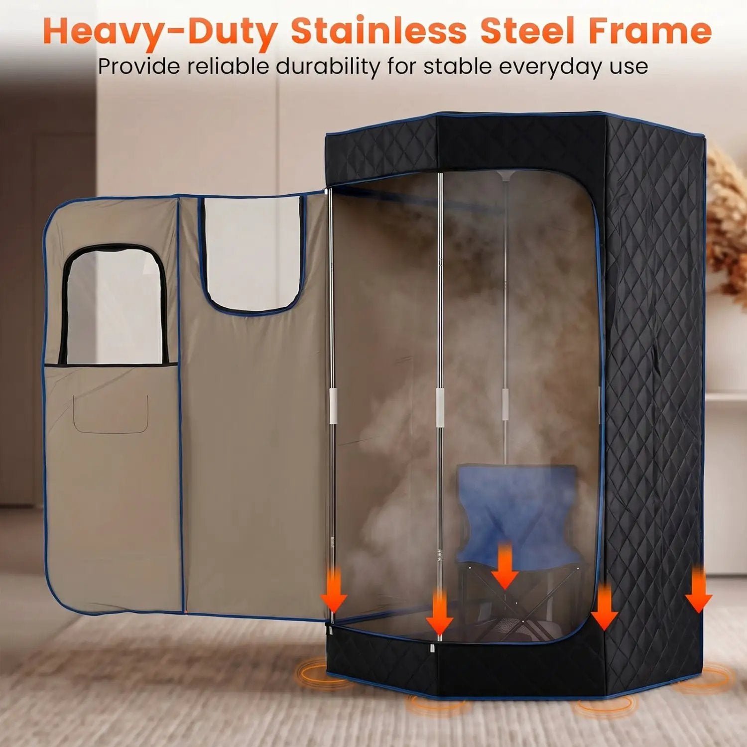 3L Portable Steam Sauna for Home Fast-Heat with 9-Level Remote Control and Folding Chair by DirectDeals