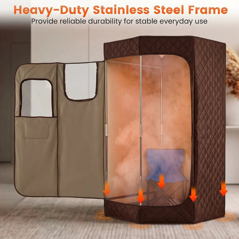 3L Portable Steam Sauna for Home Fast-Heat with 9-Level Remote Control and Folding Chair by DirectDeals