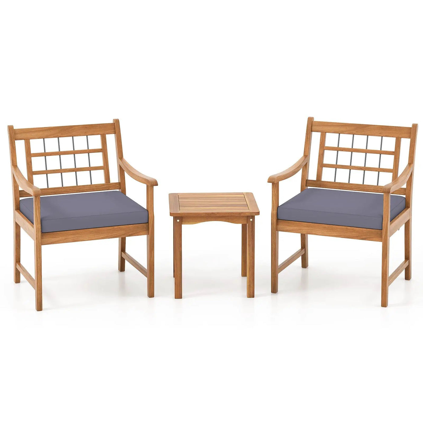 3 Piece Wood Patio Furniture Set with Seat Cushions and Acacia Wood Frame by DirectDeals