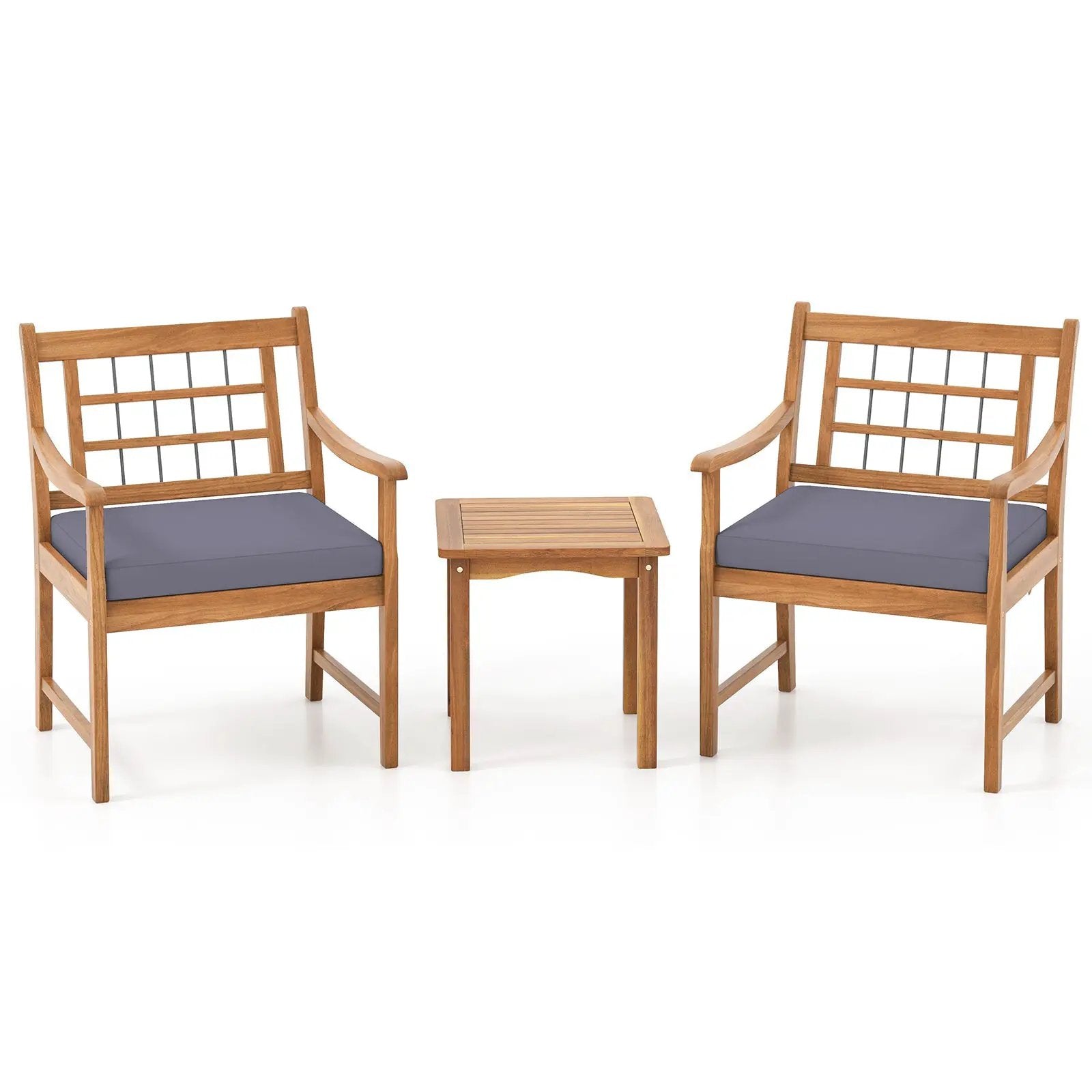 3 Piece Wood Patio Furniture Set with Seat Cushions and Acacia Wood Frame by DirectDeals