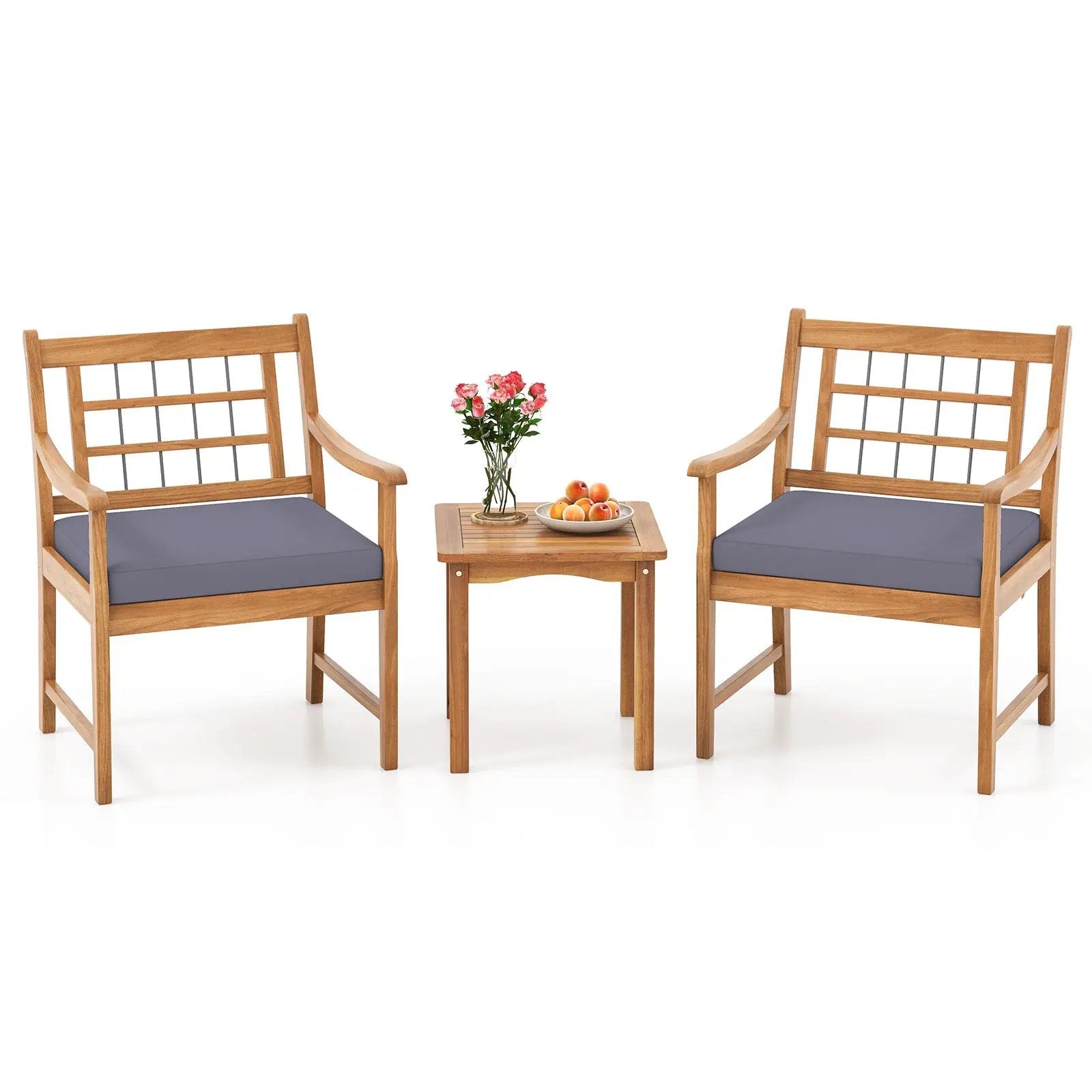 3 Piece Wood Patio Furniture Set with Seat Cushions and Acacia Wood Frame by DirectDeals