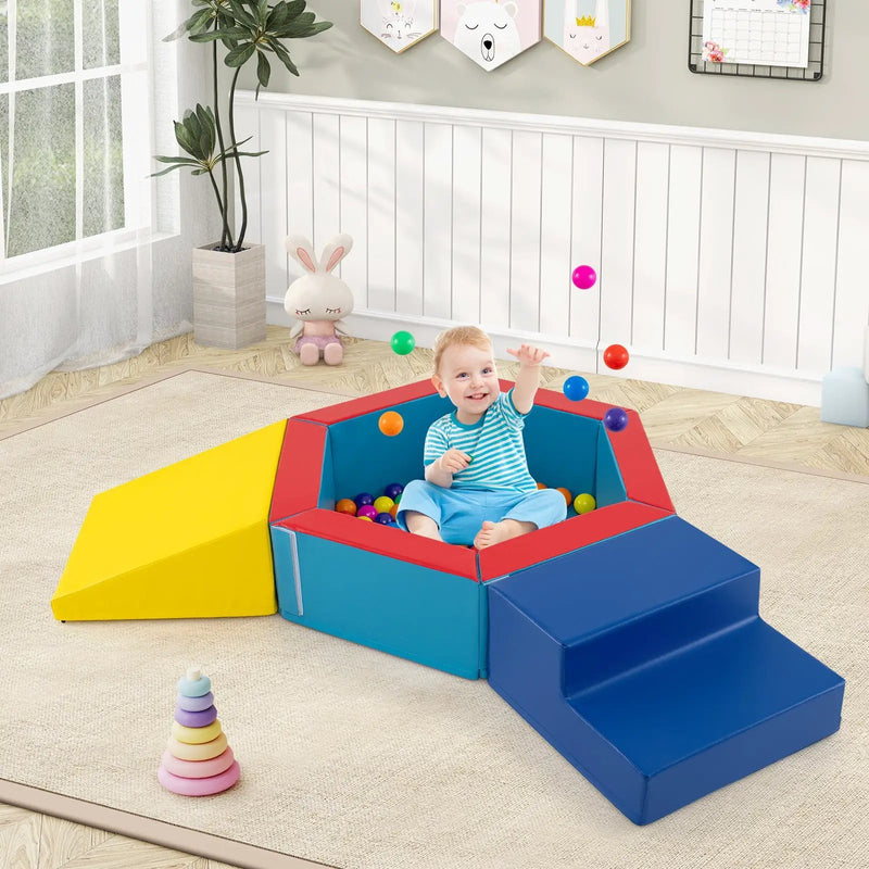 3-Piece Baby Foam Climbing Blocks Climb and Crawl Set with 100 Ocean Balls by DirectDeals