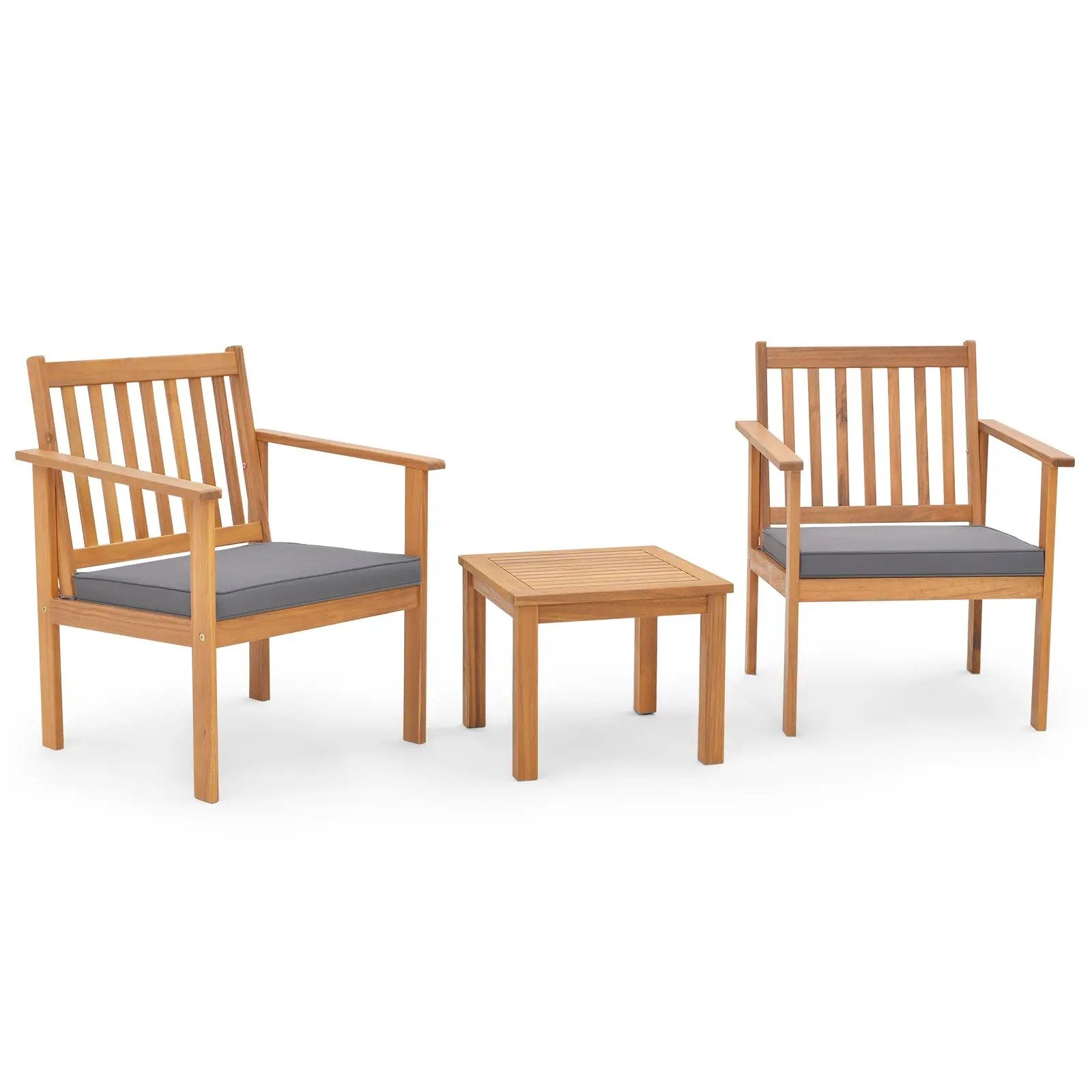 3 Pieces Patio Wood Furniture Set with soft Cushions for Porch by DirectDeals