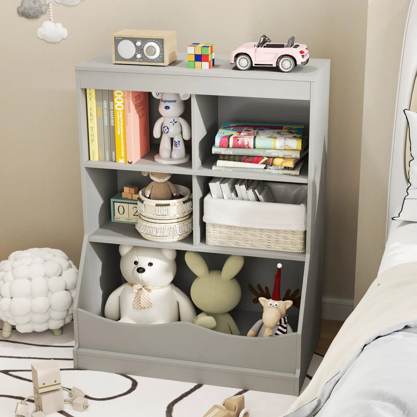 3-Tier Children's Multi-Functional Bookcase Toy Storage Bin Floor Cabinet by DirectDeals