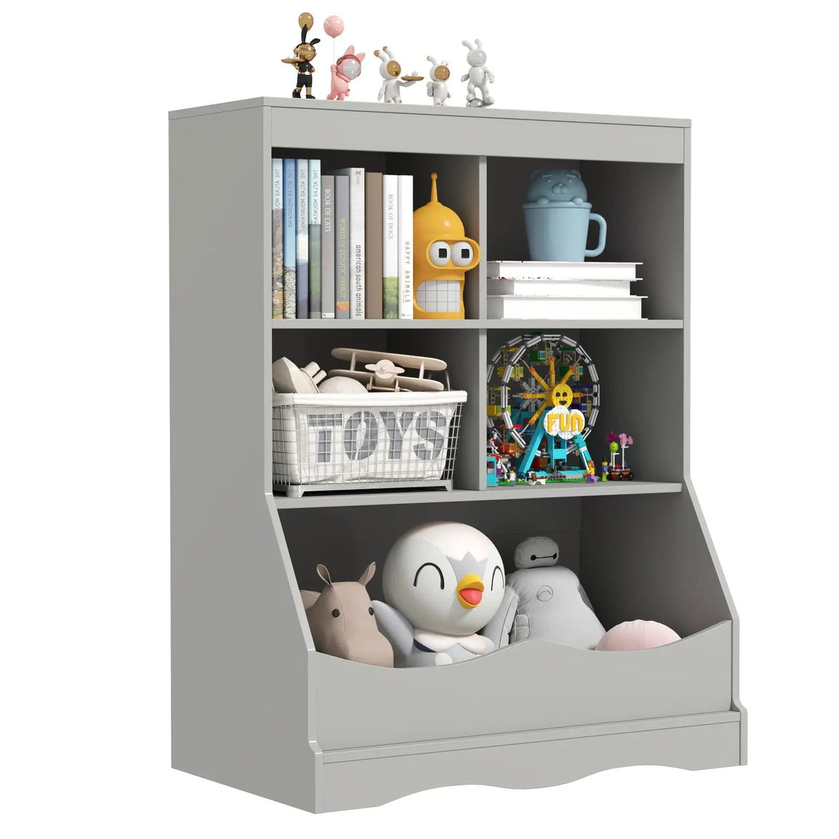 3-Tier Children's Multi-Functional Bookcase Toy Storage Bin Floor Cabinet by DirectDeals