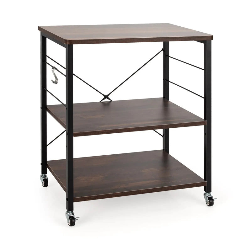 3-Tier Kitchen Baker's Rack Microwave Oven Storage Cart with Hooks by DirectDeals