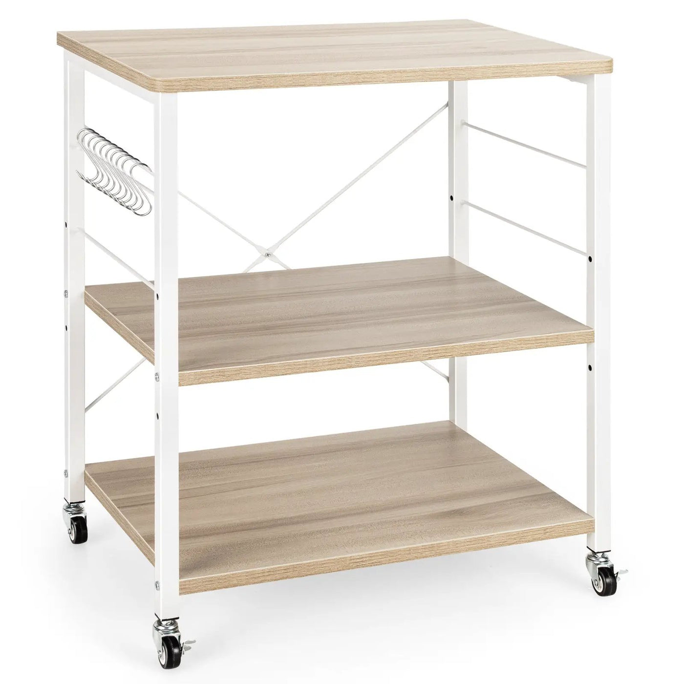 3-Tier Kitchen Baker's Rack Microwave Oven Storage Cart with Hooks by DirectDeals