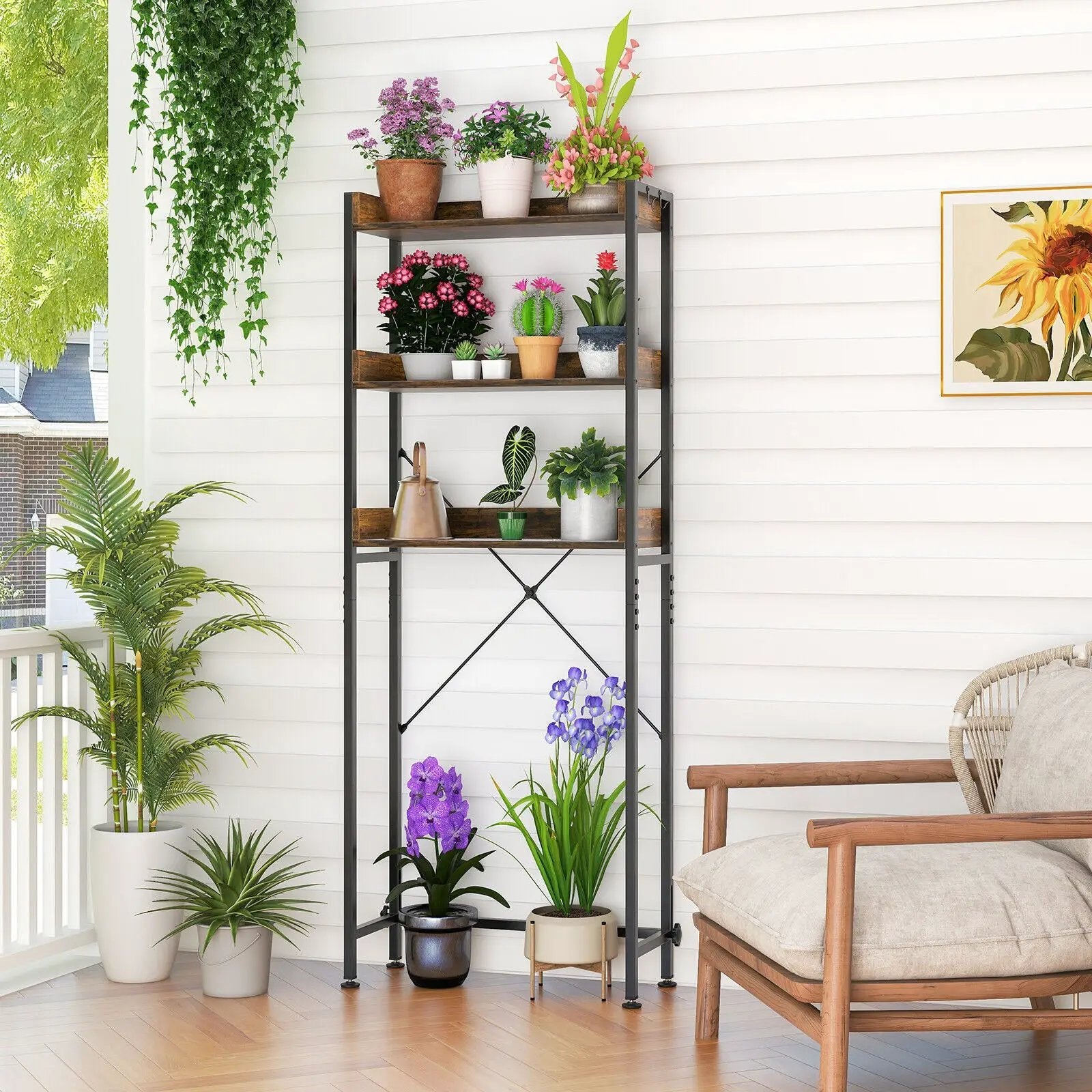 Over The Toilet Storage Rack with Hooks and Adjustable Bottom Bar by DirectDeals