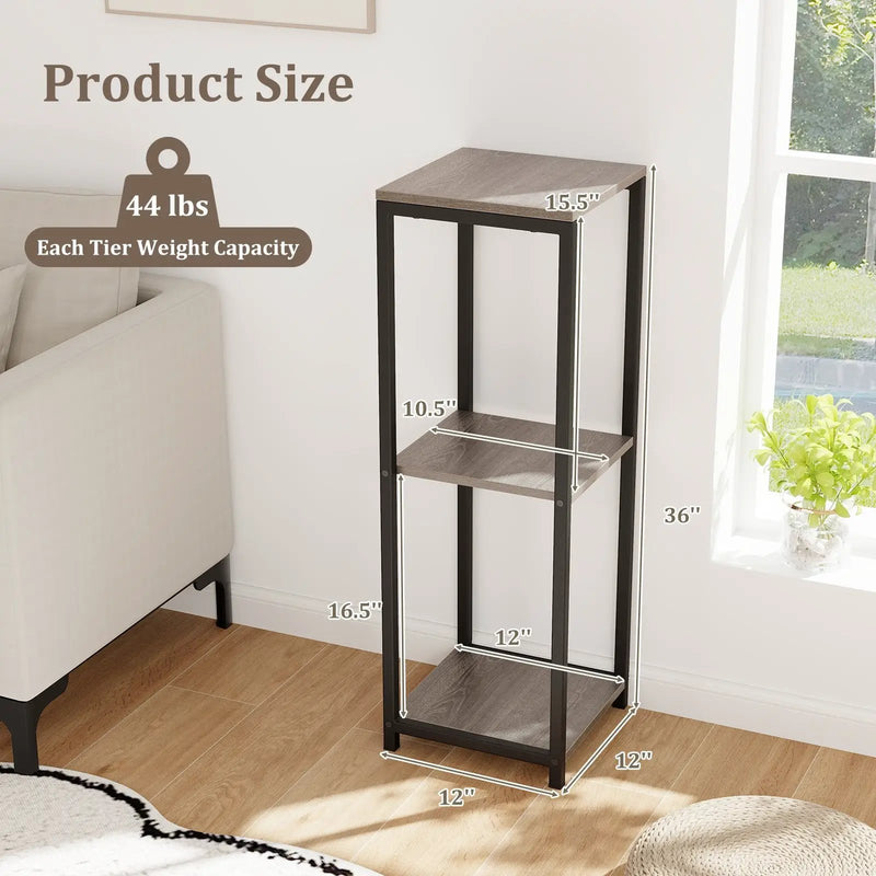3-Tier Tall Metal Plant Stand Corner Plant Holder with Anti-tipping Device-Black & Gray by DirectDeals