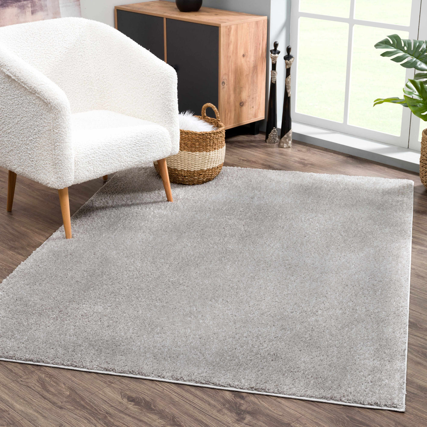 Judy Solid Gray Washable Shag Rug - Clearance by Boutique Rugs