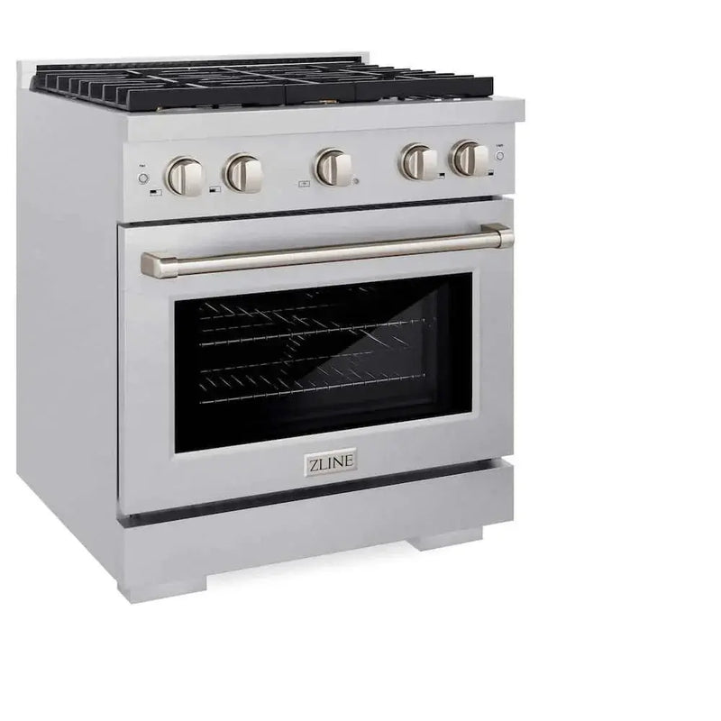 ZLINE 30"Gas Range, Convection Gas Oven , DuraSnow® Brass Burners, SGRS-BR-30 by Farmhouse Kitchen and Bath
