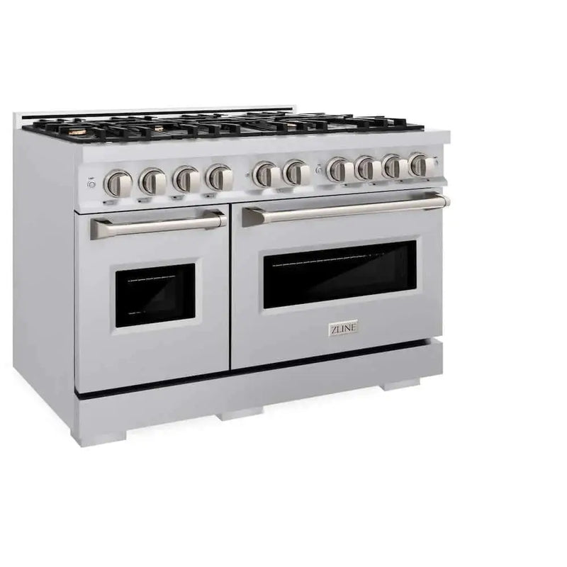 ZLINE 48"Classic Double Oven Gas Range, Stainless Steel, Brass Burners, CGR-BR-48 by Farmhouse Kitchen and Bath