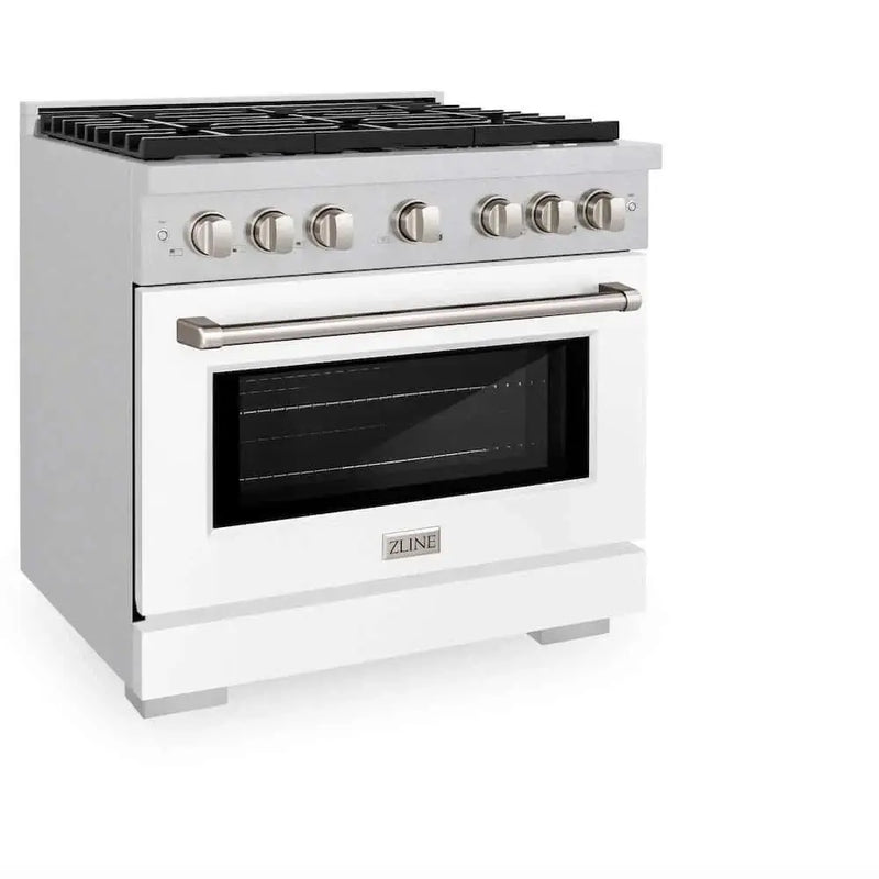 ZLINE 36"Gas Range, Convection Gas Oven , DuraSnow® White Matte, SGRS-WM-36 by Farmhouse Kitchen and Bath