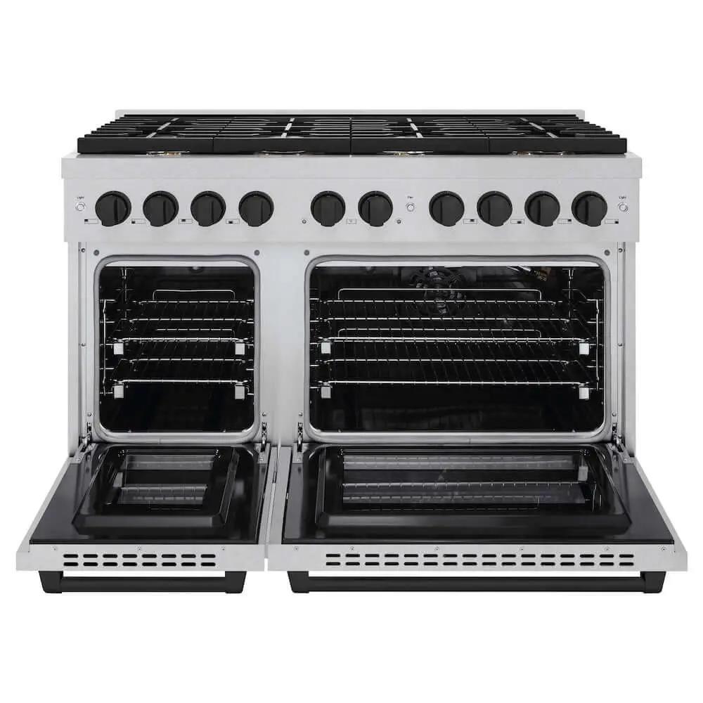 ZLINE 48"Gas Range, Convection Gas Oven, DuraSnow® Matte Black, SGRSZ-48-MB by Farmhouse Kitchen and Bath