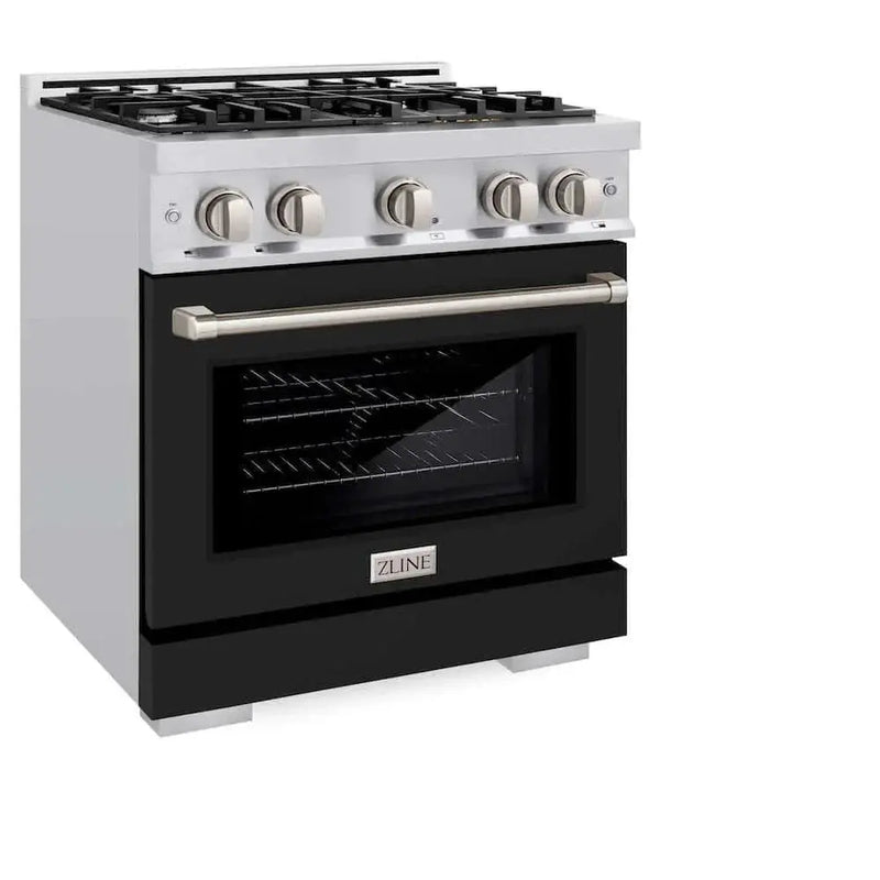 ZLINE 30" Select Gas Range Convection Gas Oven Stainless Steel Black Matte Door HGR-BLM-30 by Farmhouse Kitchen and Bath