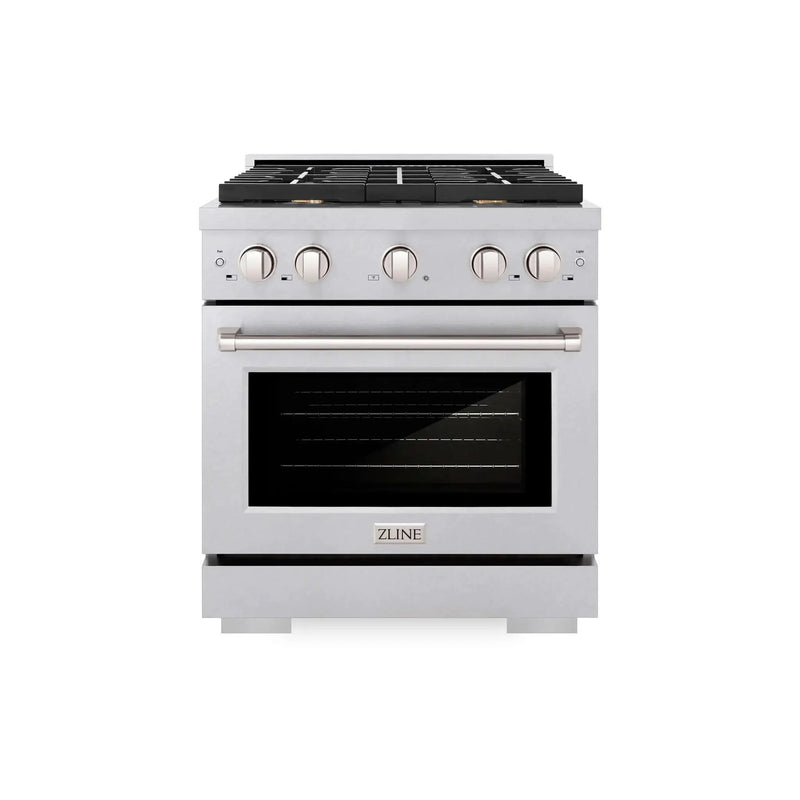 ZLINE 30"Paramount Dual Fuel Range DuraSnow® Brass Burners SDRS-BR-30 by Farmhouse Kitchen and Bath