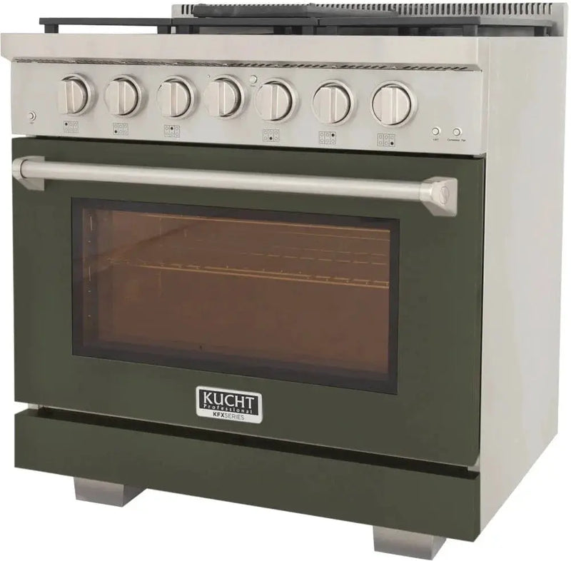 Kucht 36" Freestanding Professional Gas Range Liquid Propane KFX3600X/LP-G by Farmhouse Kitchen and Bath