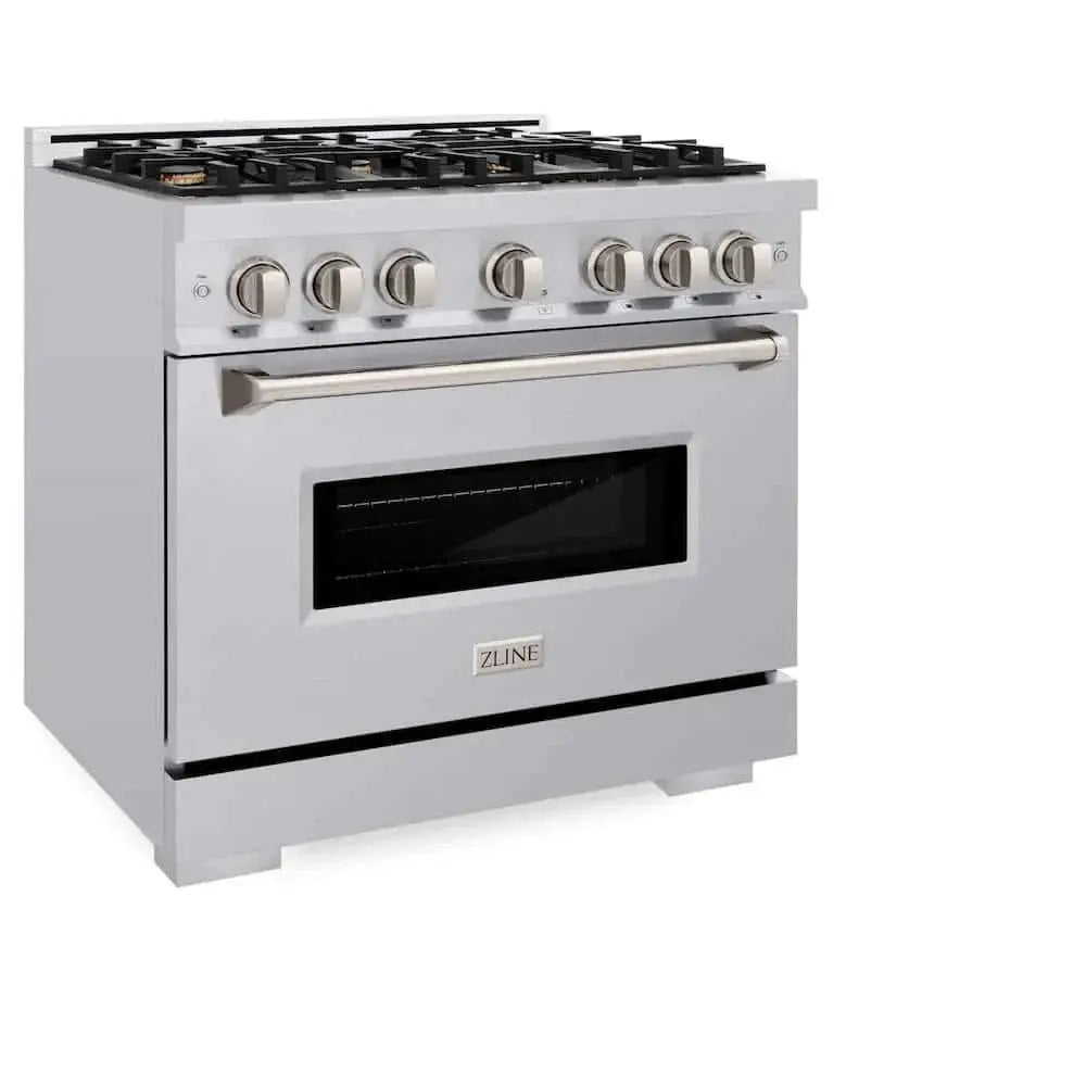 ZLINE 36" Dual Fuel Range, Gas Cooktop, Electric Convection Oven Stainless Steel, CDR-BR-36 by Farmhouse Kitchen and Bath