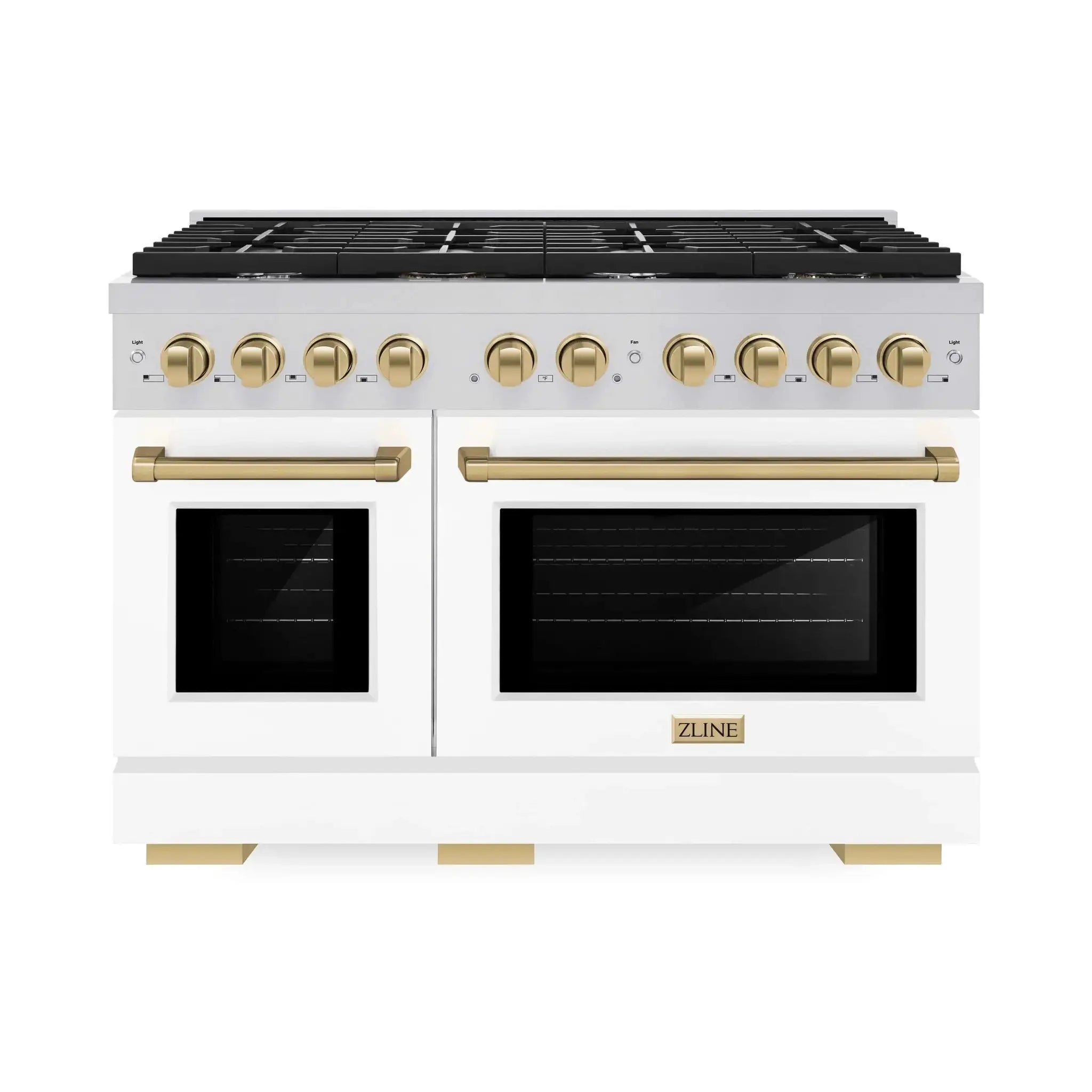 ZLINE 48"Paramount Dual Fuel Range White Matte Champagne Bronze SDRZ-WM-48-CB by Farmhouse Kitchen and Bath