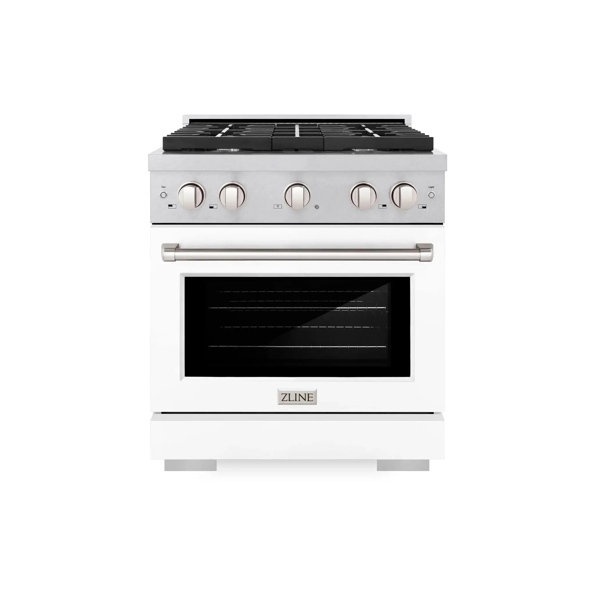 ZLINE 30"Paramount Dual Fuel Range DuraSnow® White Matte SDRS-WM-30 by Farmhouse Kitchen and Bath