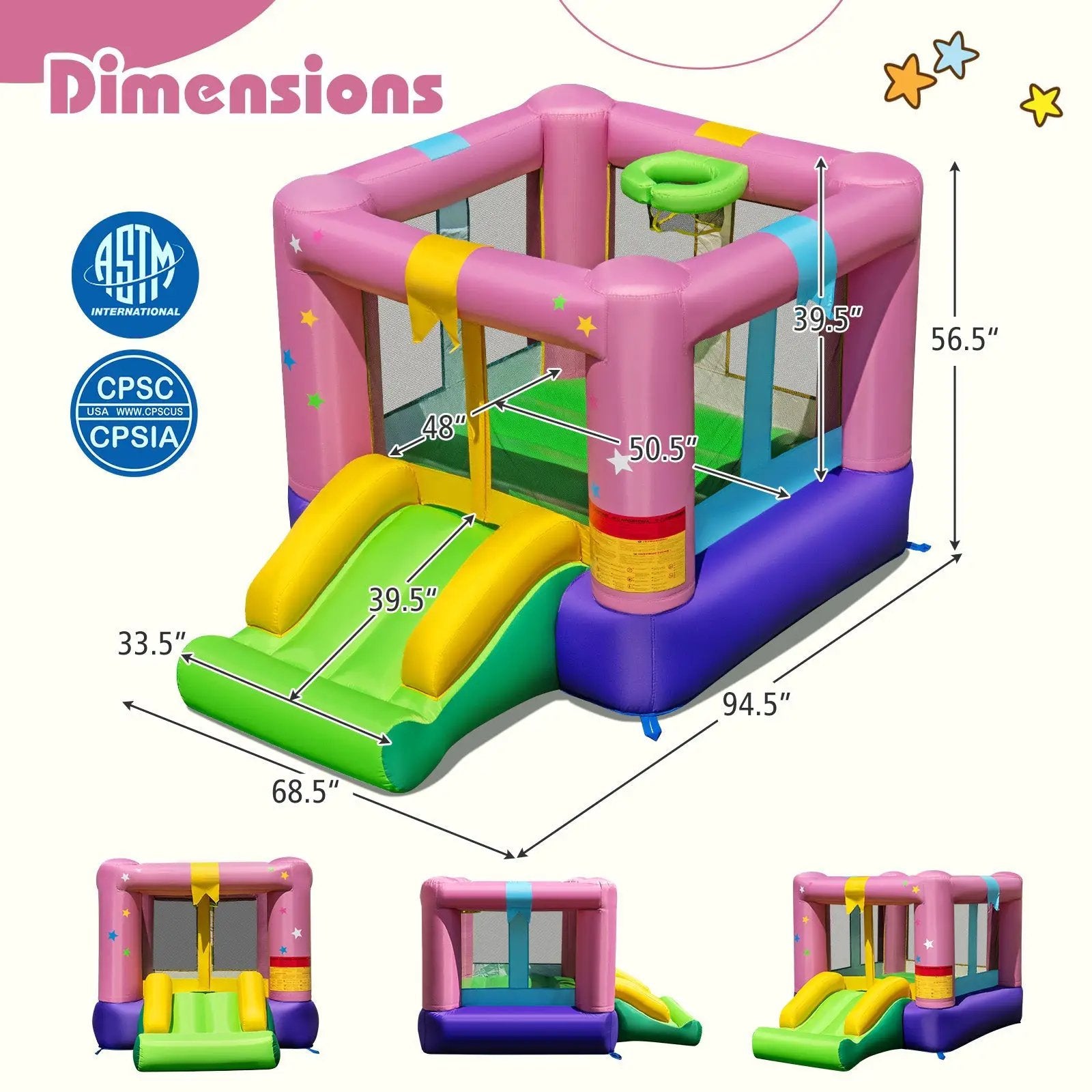Inflatable Bounce House with Jumping Area for Indoor Outdoor Party by DirectDeals